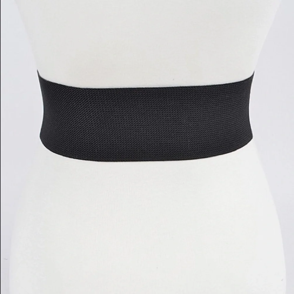 Plus Size Chunky Black Leather & Gold Metal Statement Belt
